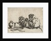 Two monkeys making music by Anonymous
