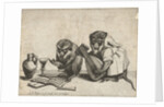 Two monkeys making music by Anonymous