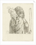 A man and a woman dressing in front of the mirror by Louis Bernard Coclers