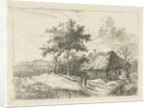 Three figures at a farm by Gerrit Jan Michaelis