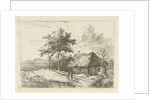 Three figures at a farm by Gerrit Jan Michaelis