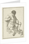 Seated farmer with pitcher by Cornelis Ploos van Amstel