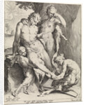 Oreaden removing a thorn from the foot of a satyr by Harmen Jansz Muller