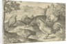 Three hens and two roosters by Nicolaes de Bruyn