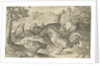 Three hens and two roosters by Nicolaes de Bruyn