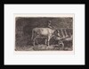 Farmer between two cows in a manger in a stable (small version) by Jan Vrolijk