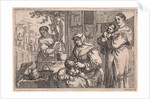 Old woman delouses a child by Jan Baptist de Wael