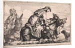 Woman gets on a donkey by Jan Baptist de Wael