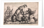 Woman gets on a donkey by Jan Baptist de Wael