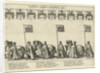 Funeral procession with horses and flag bearers by Anonymous