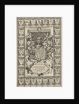 Arms of England, surrounded by weapons by Jodocus Hondius I