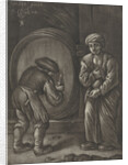 Two figures and a wine barrel by Jo. Lloyd