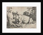 Lying cow near a tree by Paulus Potter