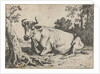 Lying cow near a tree by Paulus Potter