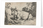 Lying cow near a tree by Paulus Potter