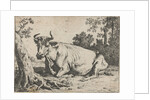 Lying cow near a tree by Paulus Potter