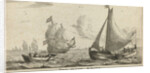 Two landing barges by Reinier Nooms