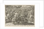 Hunting ostriches by Philips Galle