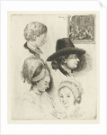 Study Sheet with portraits of Louis Bernard Coclers and his family by Louis Bernard Coclers