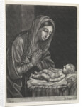 Mary worships the Christ child by Jan van der Bruggen
