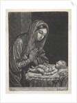 Mary worships the Christ child by Jan van der Bruggen