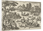 Joust on the water by Philips Galle