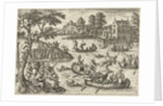 Joust on the water by Philips Galle