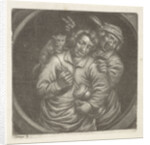 Rommelpotspeler, friction drum player, with a cat by Adriaen Brouwer