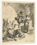 Flute Playing Shepherd and spinster by Nicolaes Pietersz. Berchem