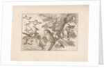 Owl and other birds in a tree by Pieter Schenk I