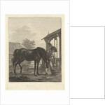 Man lets a horse drink from a bucket by Jan Anthonie Langendijk Dzn