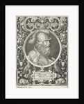 Portrait of Alexander the Great in medallion inside rectangular frame with ornaments by Nicolaes de Bruyn
