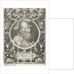 Portrait of Alexander the Great in medallion inside rectangular frame with ornaments by Nicolaes de Bruyn