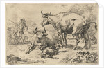 Reclining and a urinating cow by Nicolaes Pietersz. Berchem