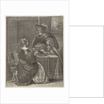 Boy offering a basket of flowers by Jan van Somer