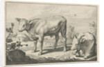 Pasture with two bulls by Nicolaes Visscher I