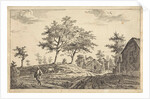 View of a road through a village by Adrianus Serné