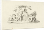 Four putti with a portrait of Adam Silo by Jacob van der Schley