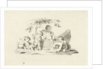 Four putti with a portrait of Adam Silo by Jacob van der Schley