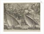 Two galleys behind a three-master, airborne fall of Phaeton by Pieter Brueghel I