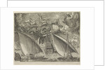Two galleys behind a three-master, airborne fall of Phaeton by Pieter Brueghel I