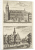 Two views in Alkmaar with the City Hall and de waag, The Netherlands by Abraham Rademaker