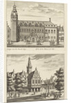 Two views in Alkmaar with the City Hall and de waag, The Netherlands by Abraham Rademaker