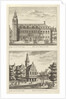 Two views in Alkmaar with the City Hall and de waag, The Netherlands by Abraham Rademaker