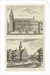 Two views in Alkmaar with the City Hall and de waag, The Netherlands by Abraham Rademaker