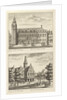 Two views in Alkmaar with the City Hall and de waag, The Netherlands by Abraham Rademaker