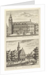 Two views in Alkmaar with the City Hall and de waag, The Netherlands by Abraham Rademaker