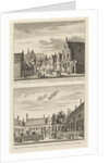 Two views in Alkmaar with the Plague House and St Elisabeth Hospital, The Netherlands by Abraham Rademaker