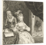 Young woman reading a letter by Louis Bernard Coclers