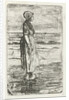 Standing woman on the beach by Jozef Israëls